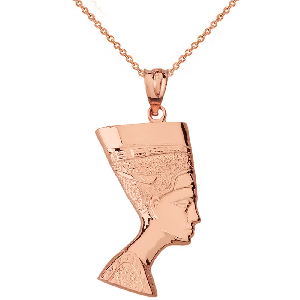 Rose Gold Egyptian Queen Nefertiti Pendant& Necklace