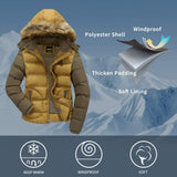 Men's Winter Puffer Coat Casual Fur Hooded Warm Outwear Jacket