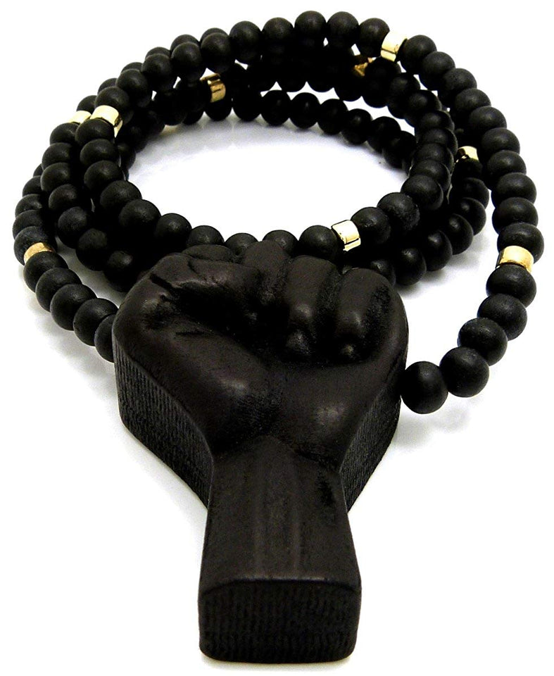 Black Power Fist All Natural Wood Pendant & Necklace