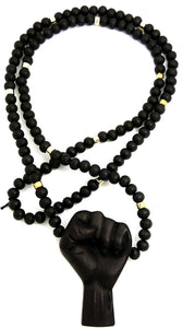 Black Power Fist All Natural Wood Pendant & Necklace