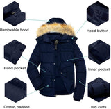 Men's Winter Puffer Coat Casual Fur Hooded Warm Outwear Jacket