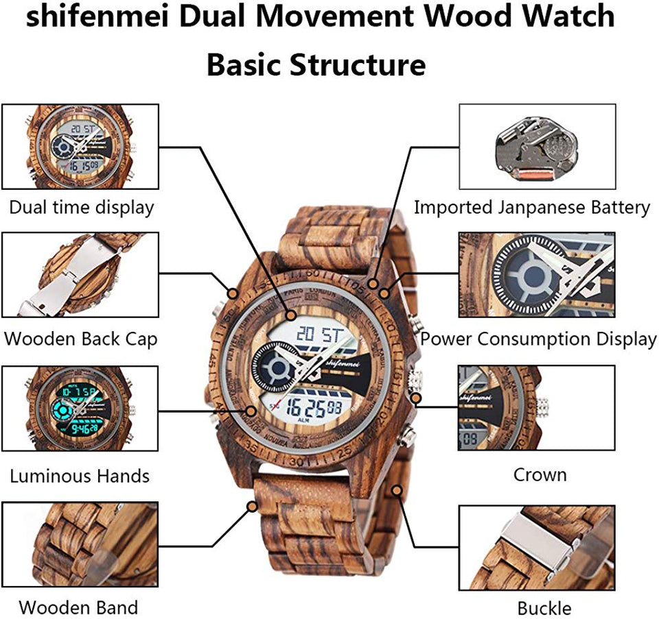 Vintage Digital Wood Watch