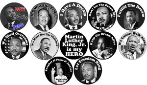 12pc MARTIN LUTHER KING JR 1.25" Pins