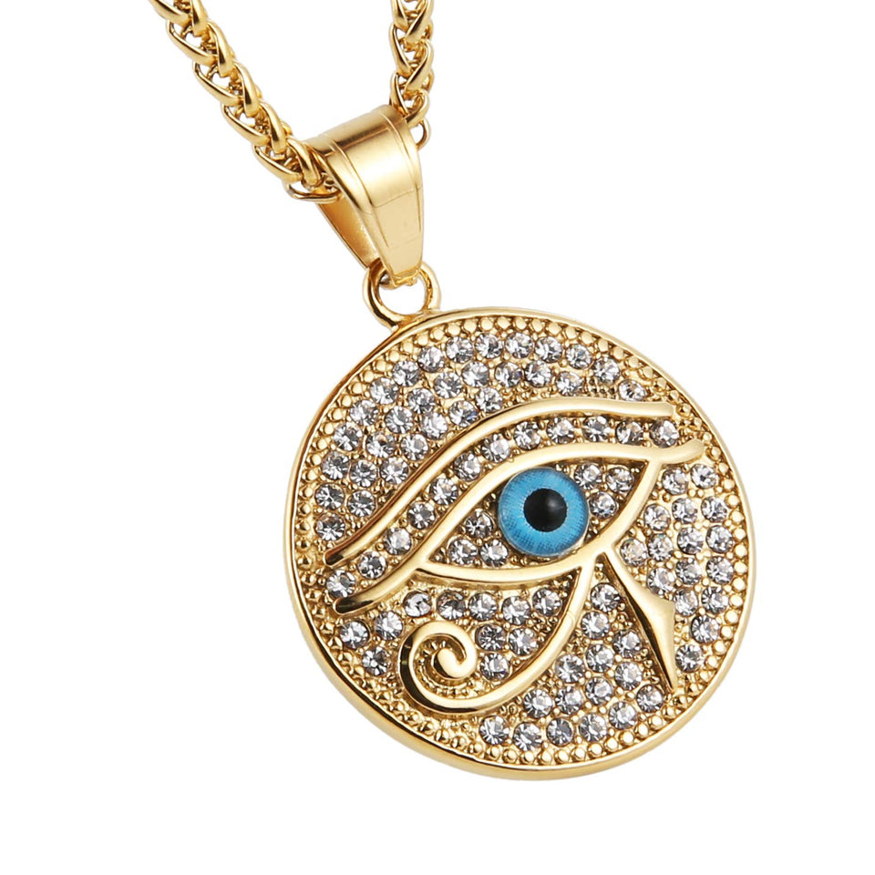 18k Gold Plated Iced Out Eye of Horus Egypt