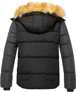 Men's Winter Puffer Coat Casual Fur Hooded Warm Outwear Jacket