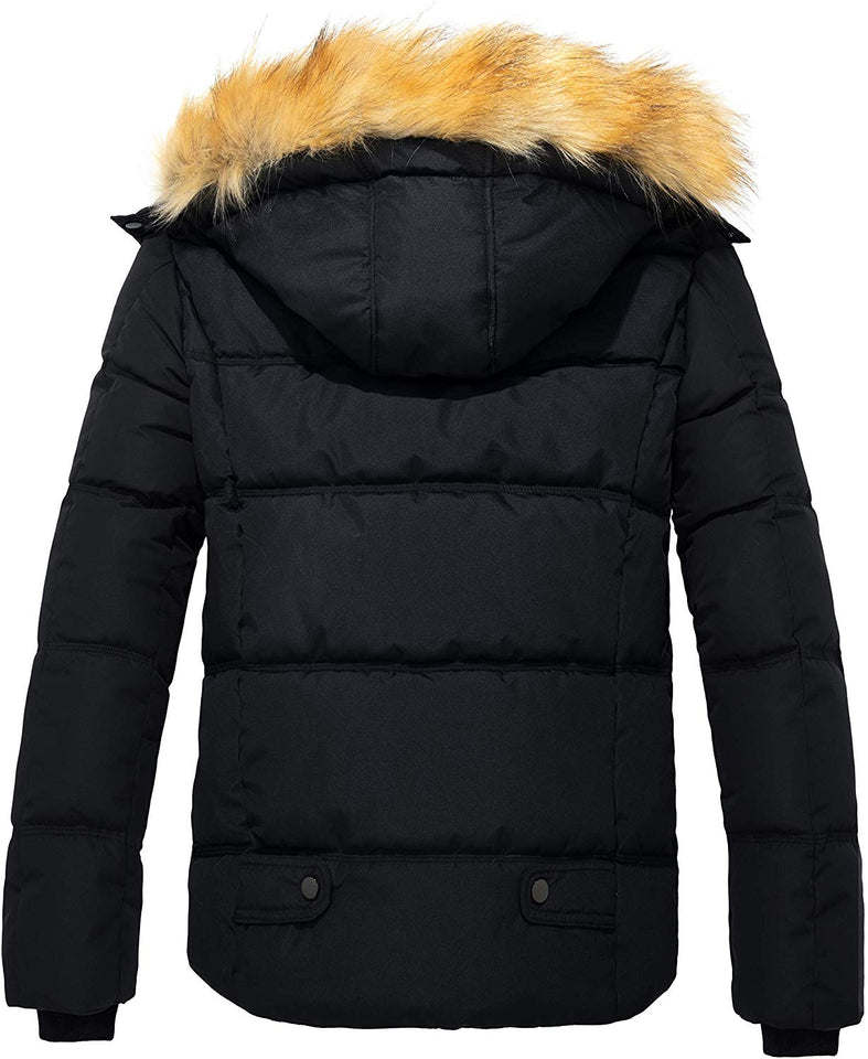 Men's Winter Puffer Coat Casual Fur Hooded Warm Outwear Jacket