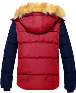 Men's Winter Puffer Coat Casual Fur Hooded Warm Outwear Jacket