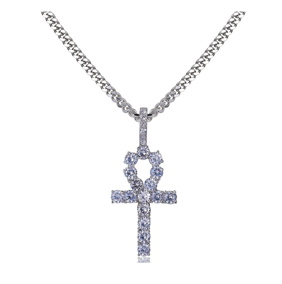 Iced Out Ankh Pendant w/ 24” chain